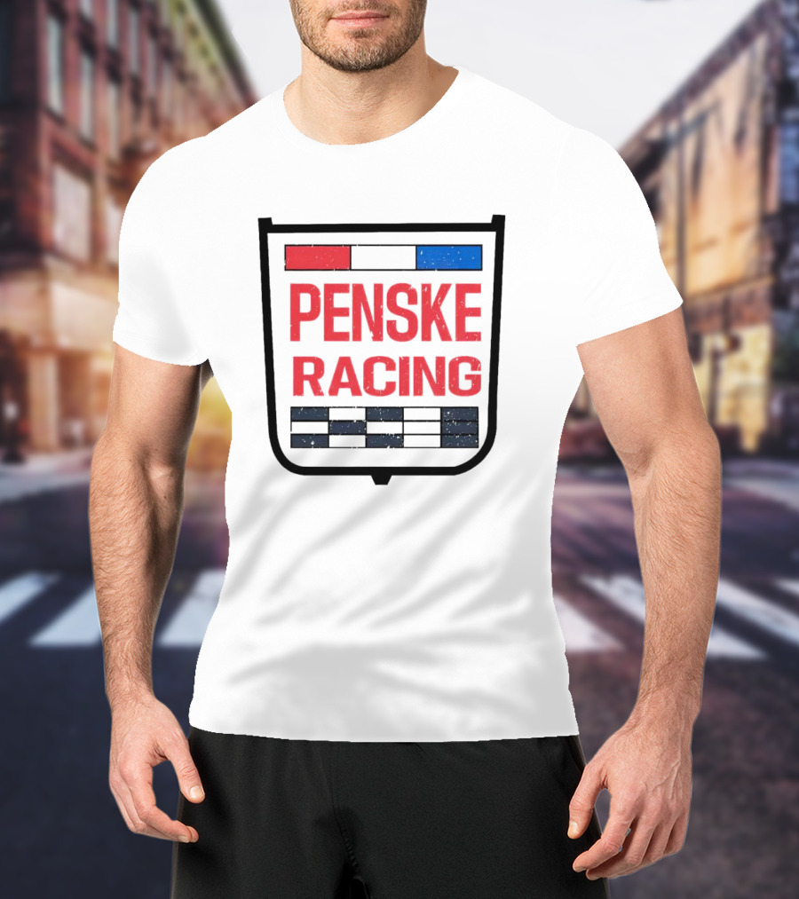 Penske Racing Red Blue Distressed Shield Emblem T-Shirt
