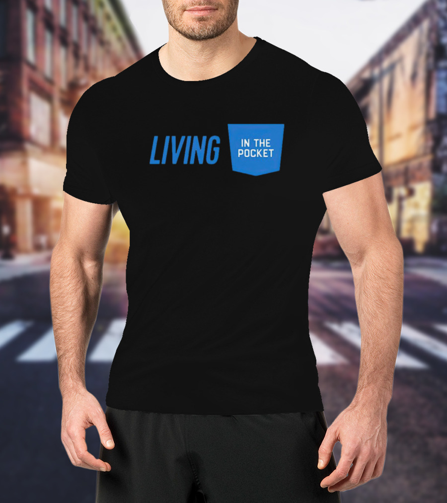 Aaron Donald 99 Living In The Pocket Blue Text T-Shirt