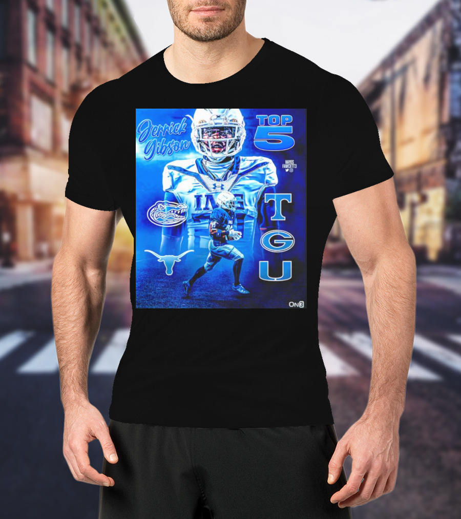 Jerrick Gibson Top 5 Schools With TCU And Florida Gators Football T-Shirt