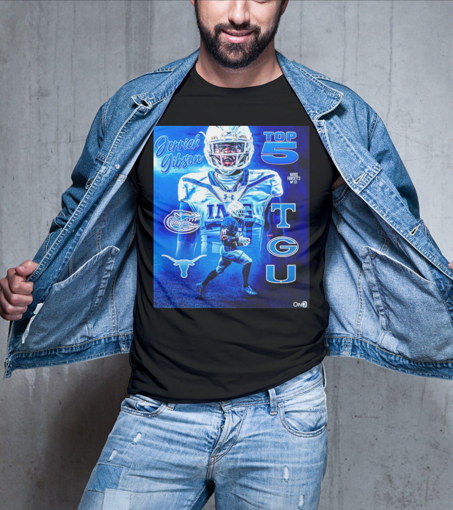Jerrick Gibson Top 5 Schools With TCU And Florida Gators Football T-Shirt