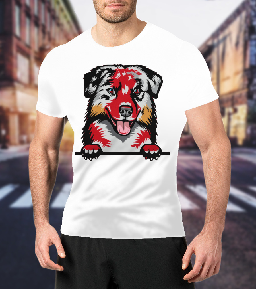 Dog Australian Shepherd Colorful T-Shirt
