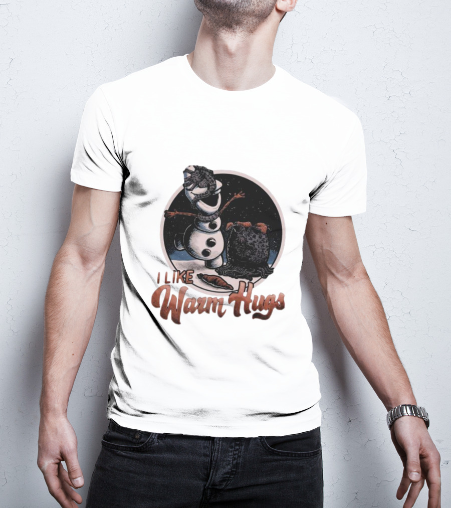 I Like Warm Hugs Alien Snowman Hugging Alien Creature T-Shirt