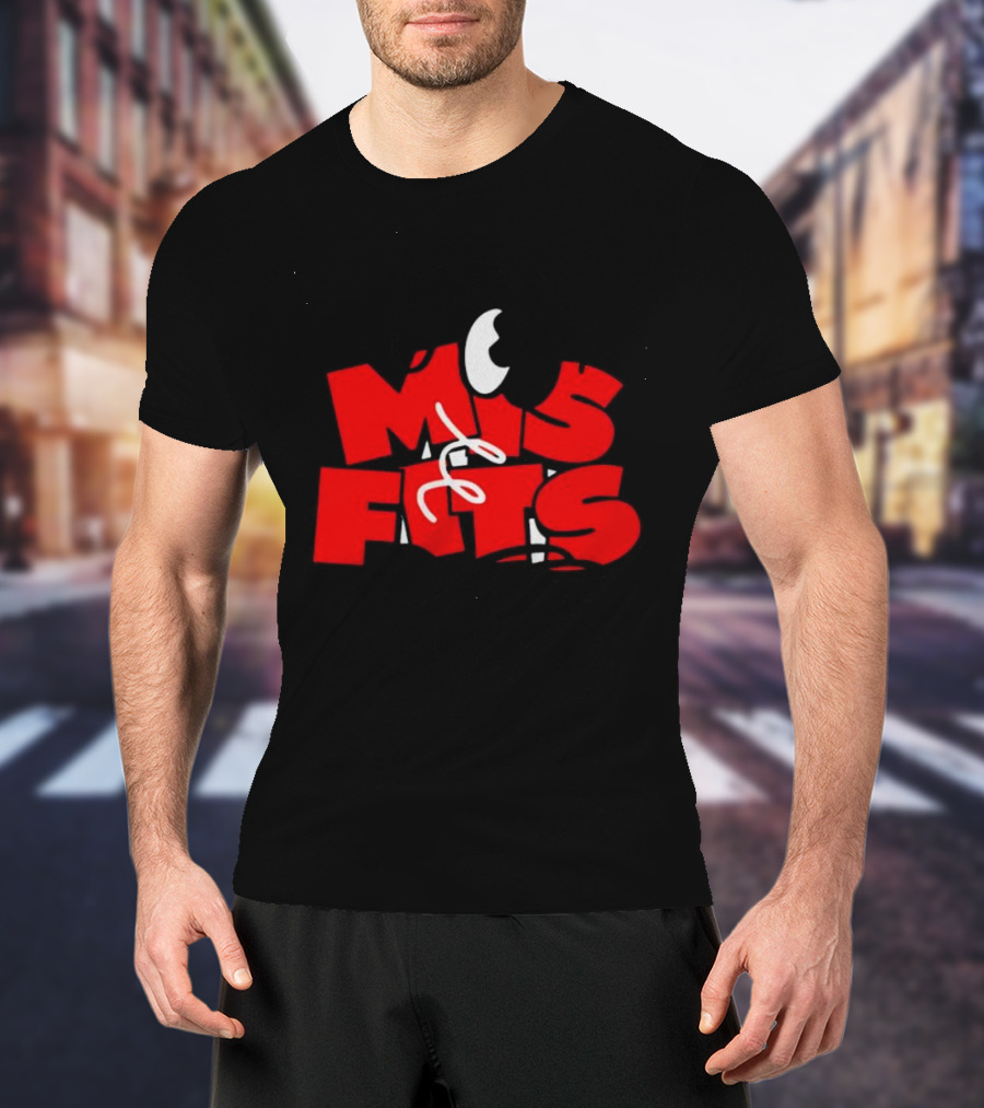 Misfits Gaming MSF Logo Red Text And Cartoon Eyes T-Shirt