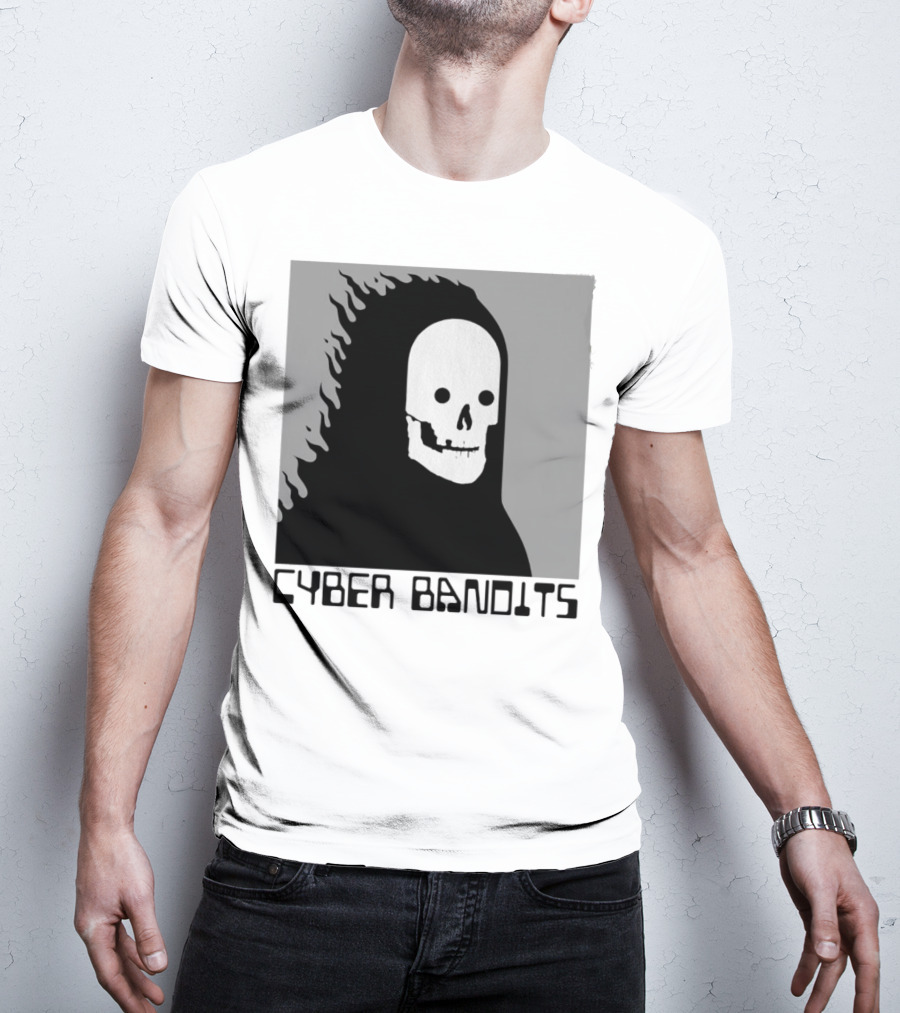 Flaming Reaper Cyber Bandits Skull T-Shirt