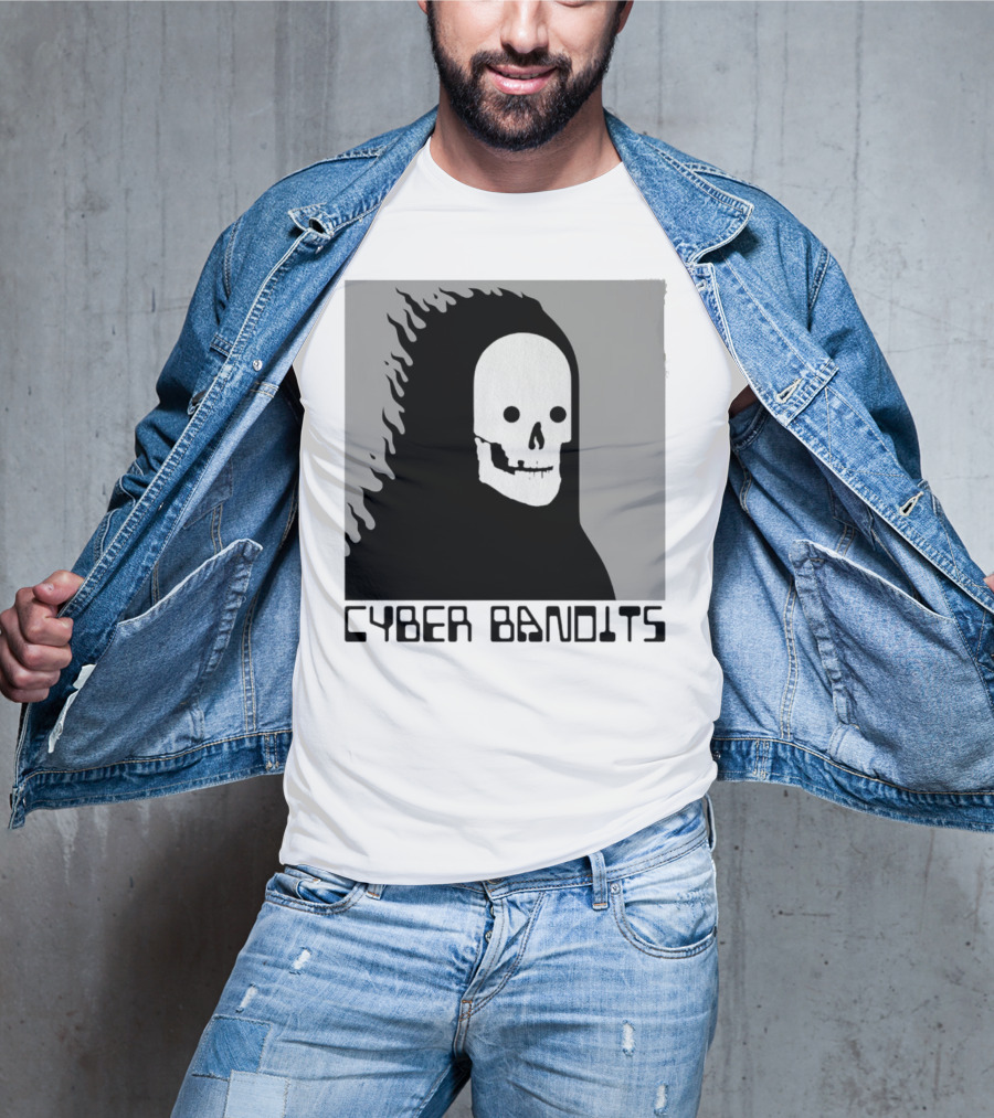 Flaming Reaper Cyber Bandits Skull T-Shirt