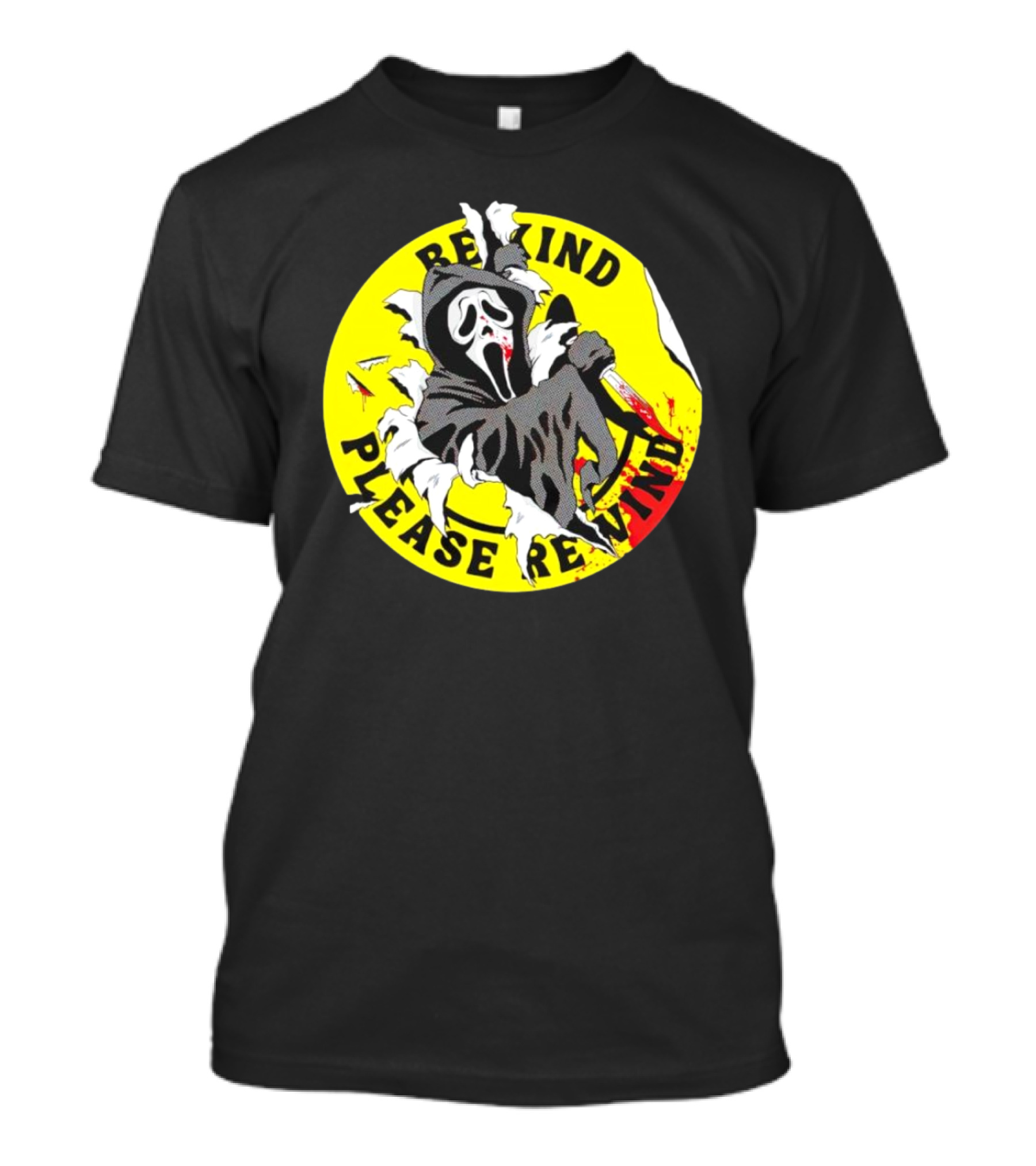 Rewind Please Rewind Ghost Face Iconic T-Shirt
