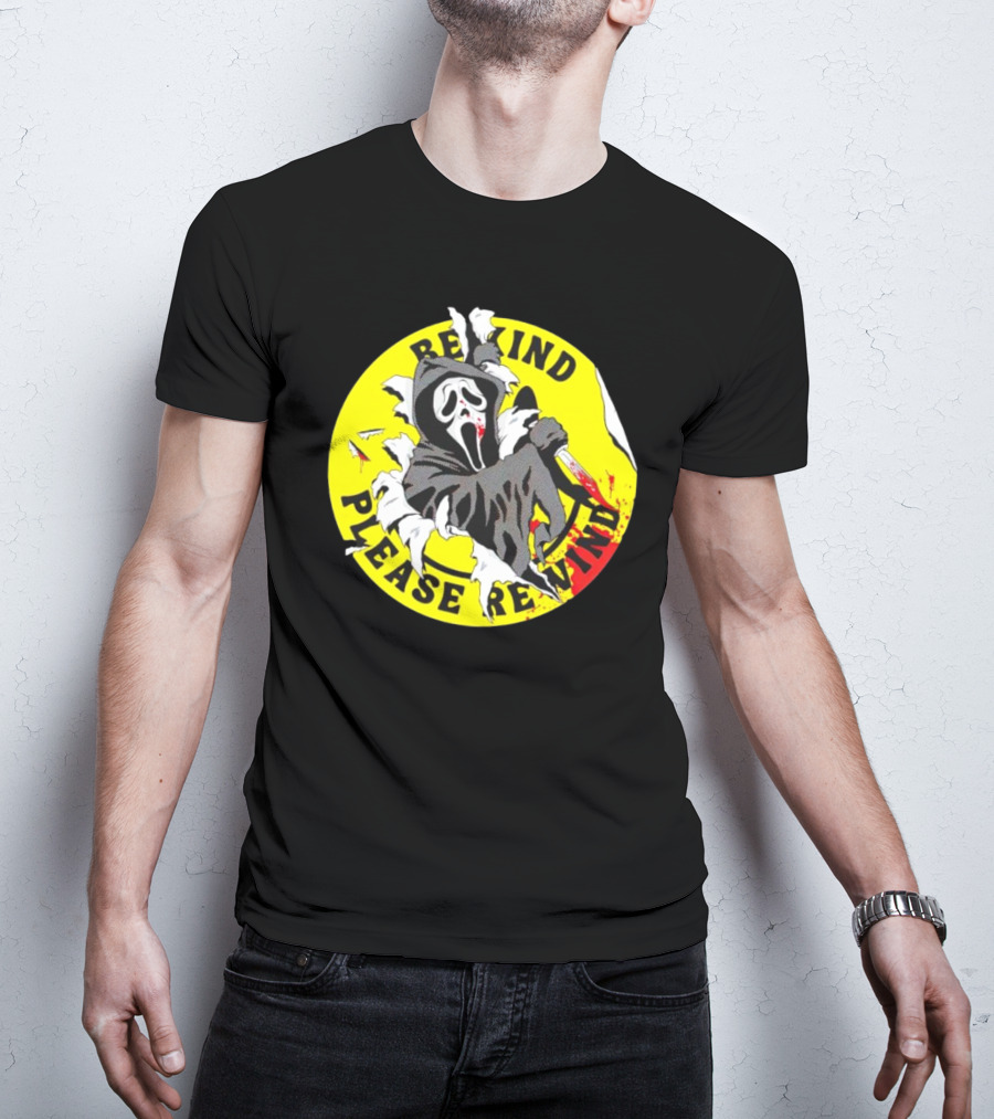 Rewind Please Rewind Ghost Face Iconic T-Shirt
