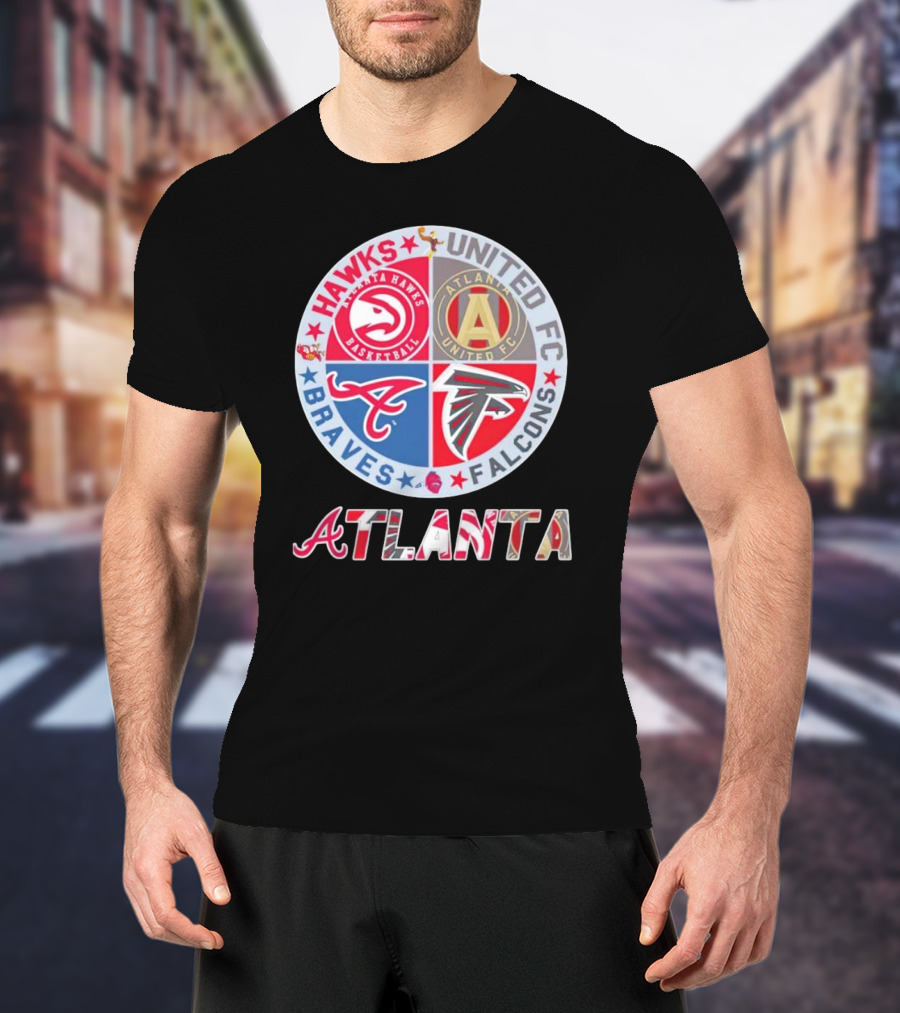Atlanta Hawks United FC Falcons Braves Logo Mashup T-Shirt