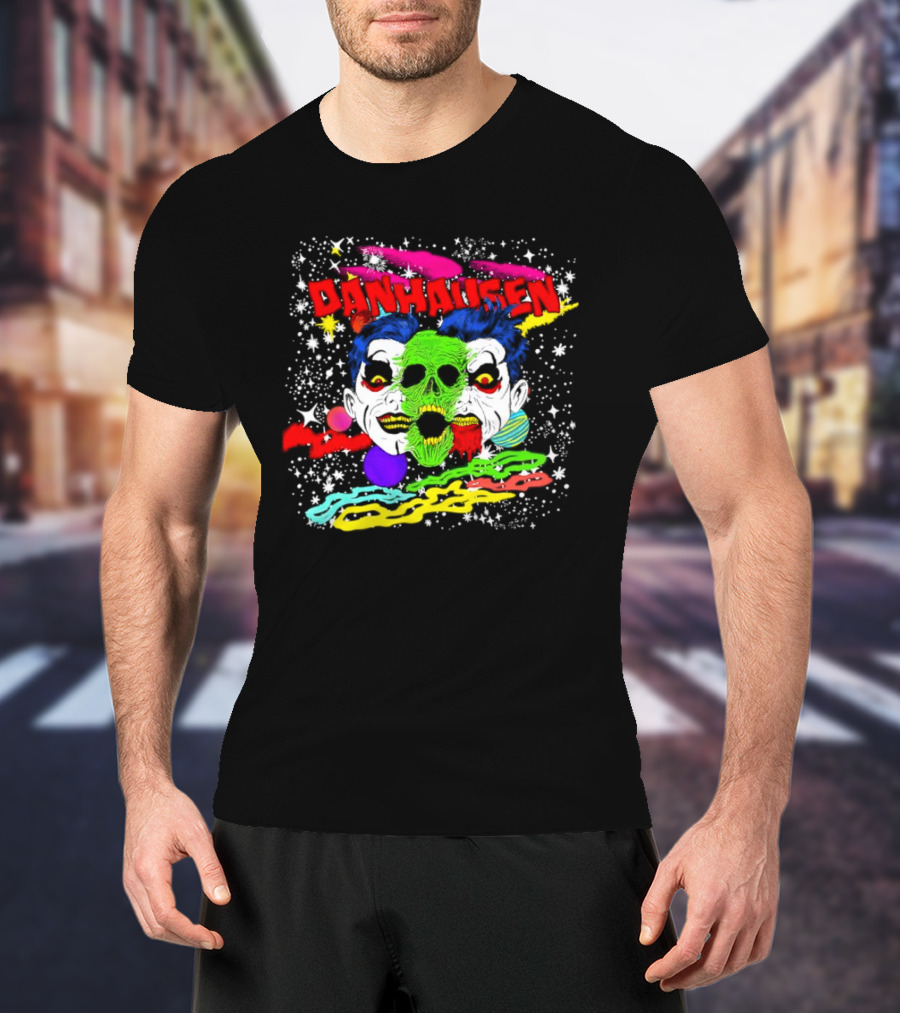 Danhausen Cosmic Skull Faces Colorful Space T-Shirt