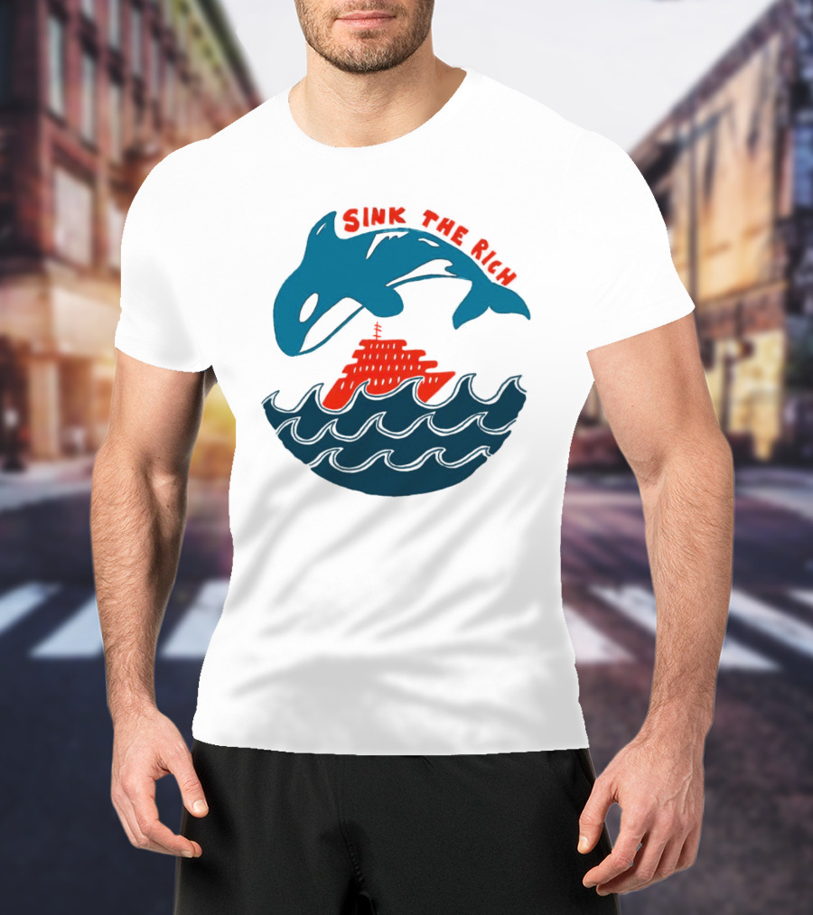 SINK THE RICH Orca And Yacht Sea Scene T-Shirt