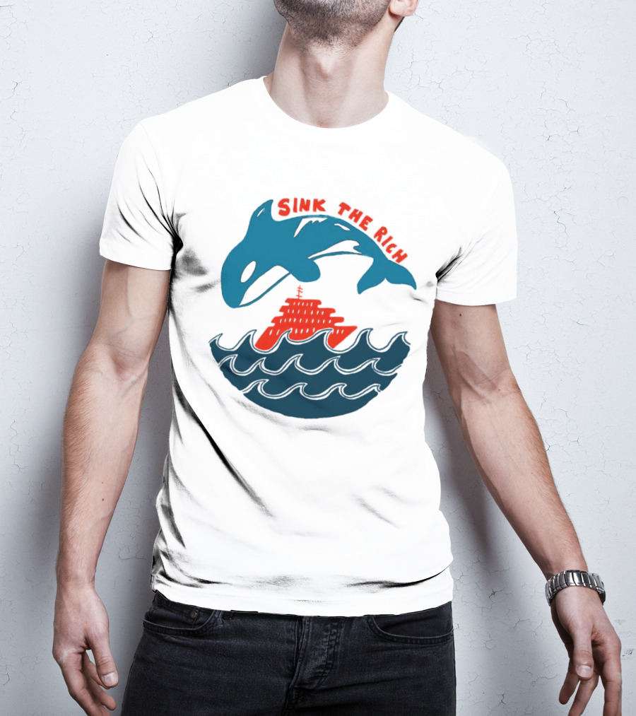 SINK THE RICH Orca And Yacht Sea Scene T-Shirt