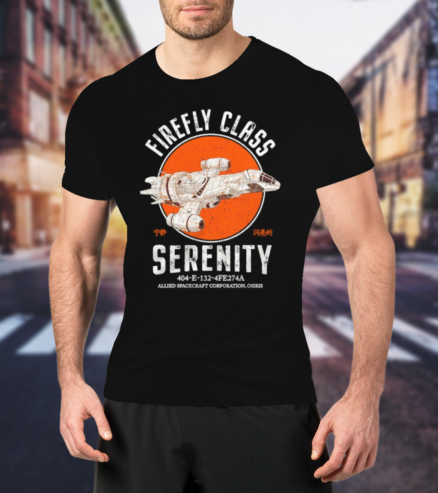 Firefly Class Serenity 404-E-132-4Fe274A Allied Spacecraft Corporation Osiris T-Shirt