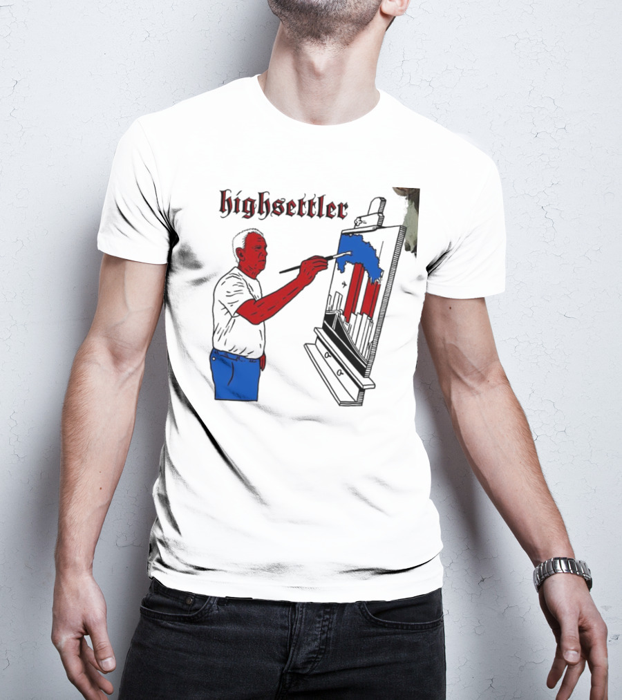Highsettler Patriotic Painting Scene With Red And Blue Elements T-Shirt