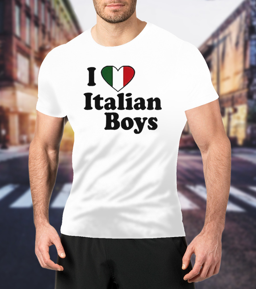 I Heart Italian Boys With Tricolor Flag Heart T-Shirt