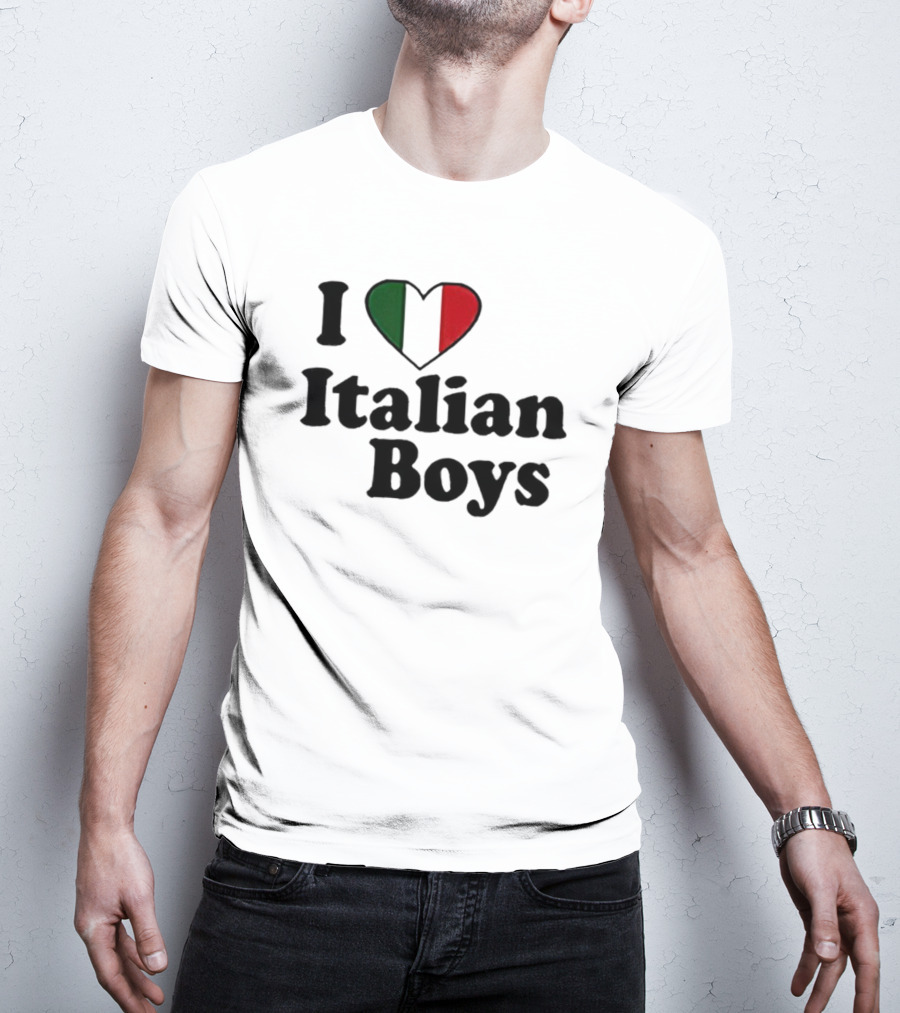 I Heart Italian Boys With Tricolor Flag Heart T-Shirt