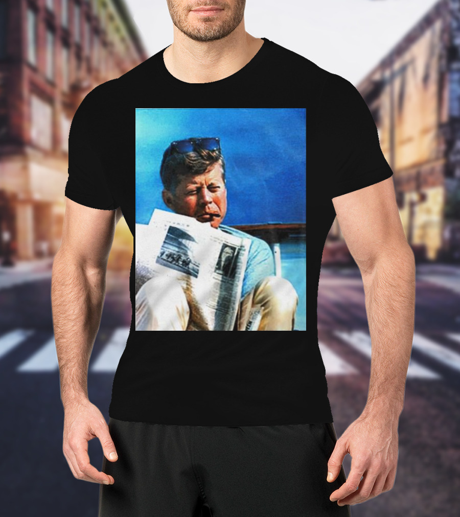 JFK Reading Newspaper On Summer Day T-Shirt