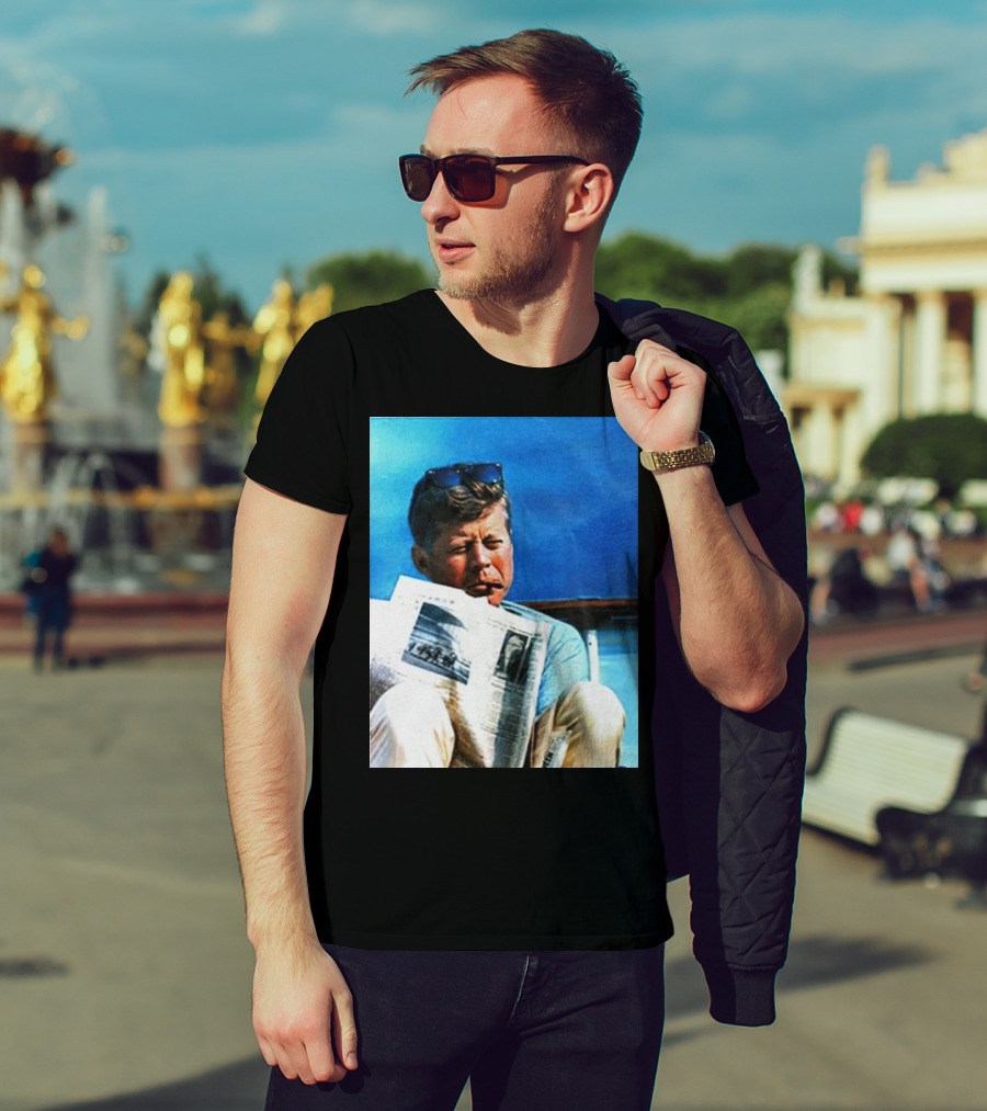JFK Reading Newspaper On Summer Day T-Shirt