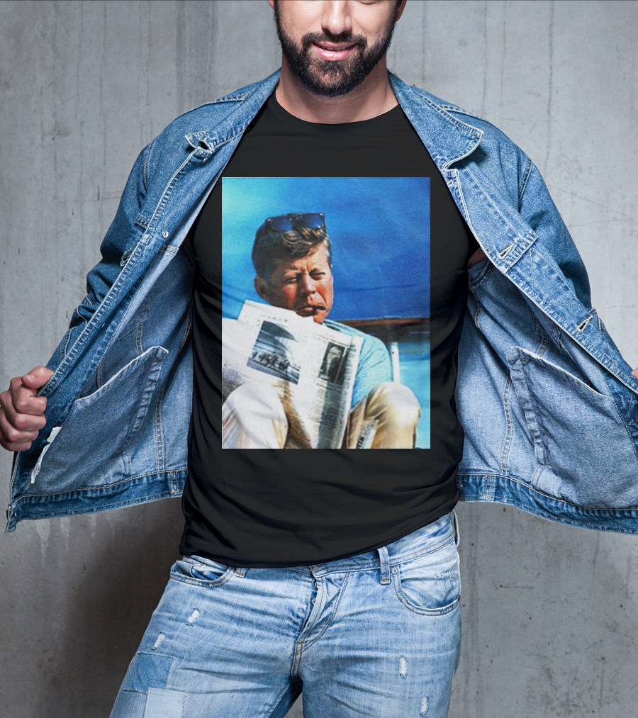 JFK Reading Newspaper On Summer Day T-Shirt