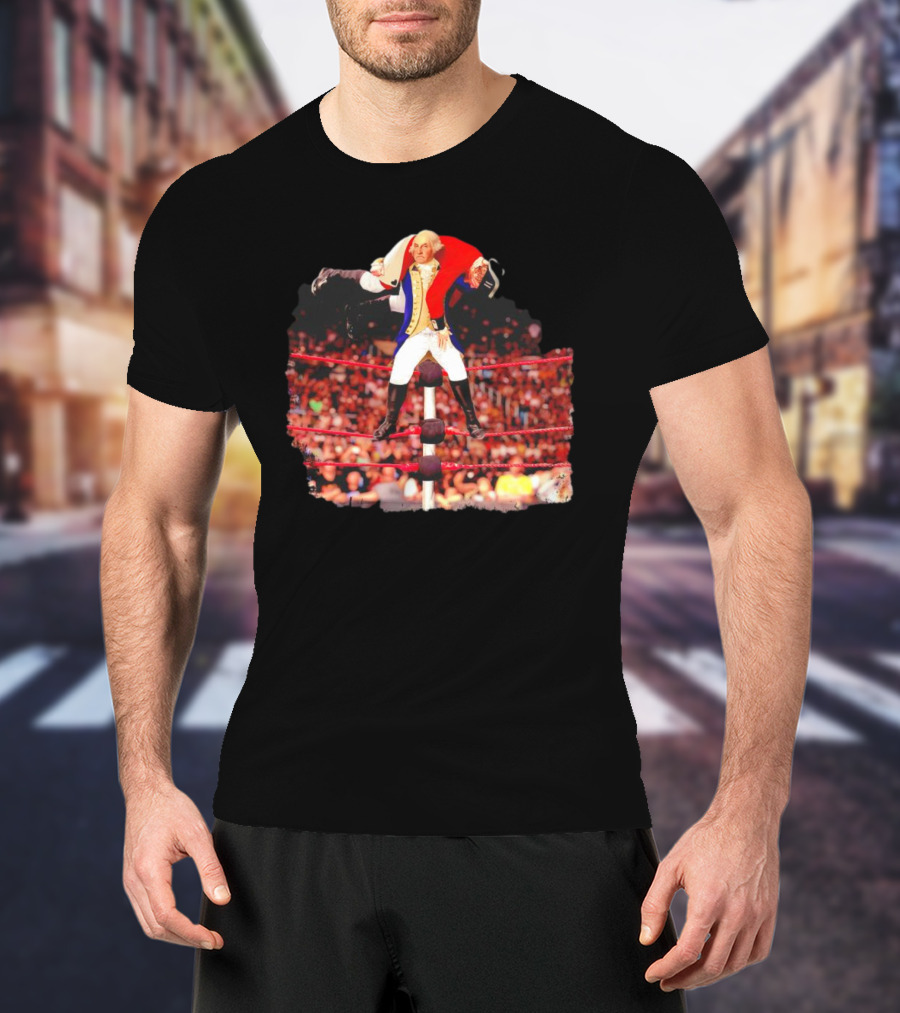 George Washington Wrestling Top Rope Crowd Scene T-Shirt