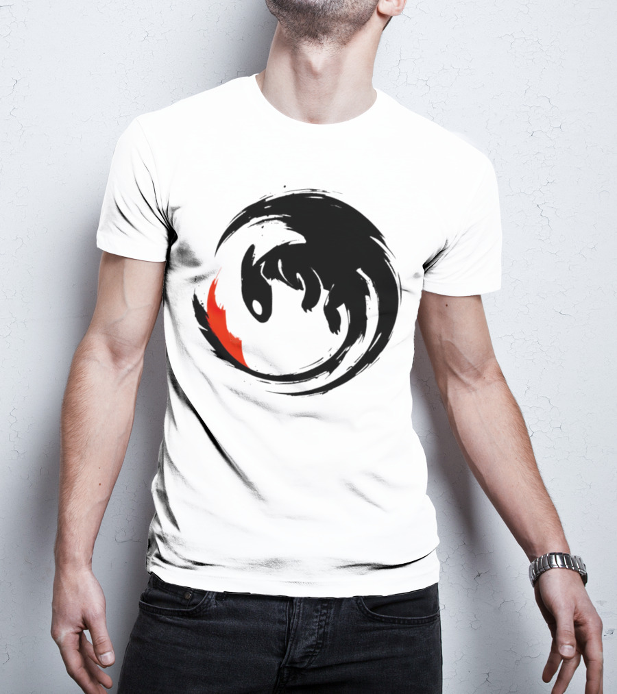 Toothless Night Fury Dragon Ying Yang T-Shirt