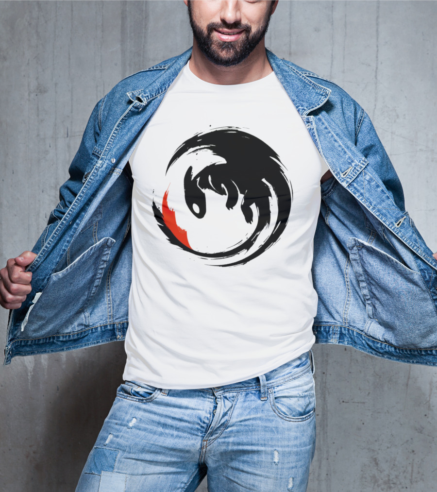 Toothless Night Fury Dragon Ying Yang T-Shirt