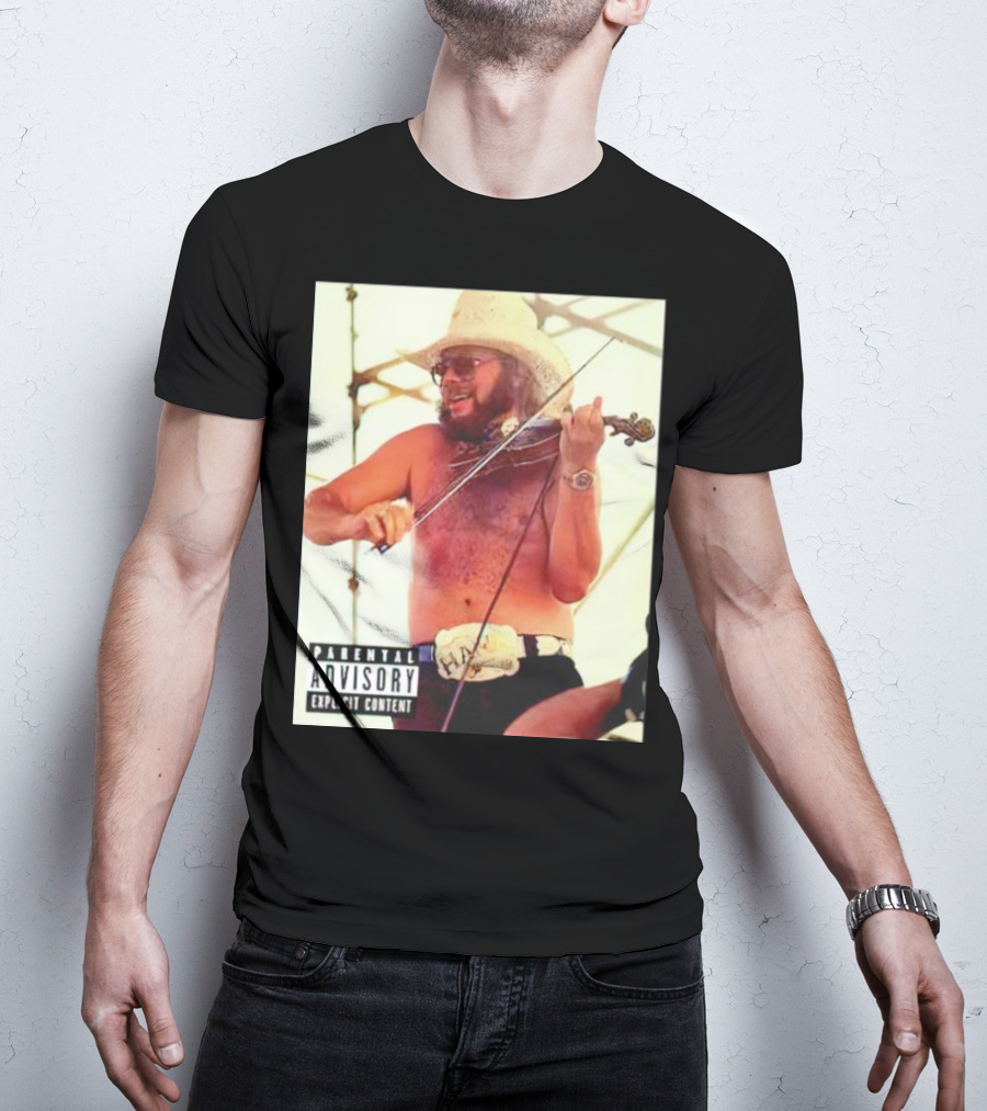 Parental Advisory Explicit Content Party Boy Hank Cowboy Violinist T-Shirt