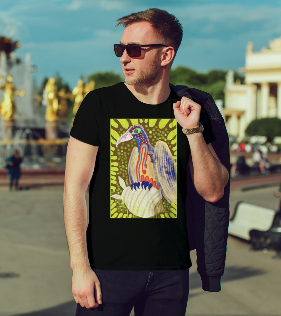 Bird Friends To The End Vivid Psychedelic Feathered Symbols T-Shirt