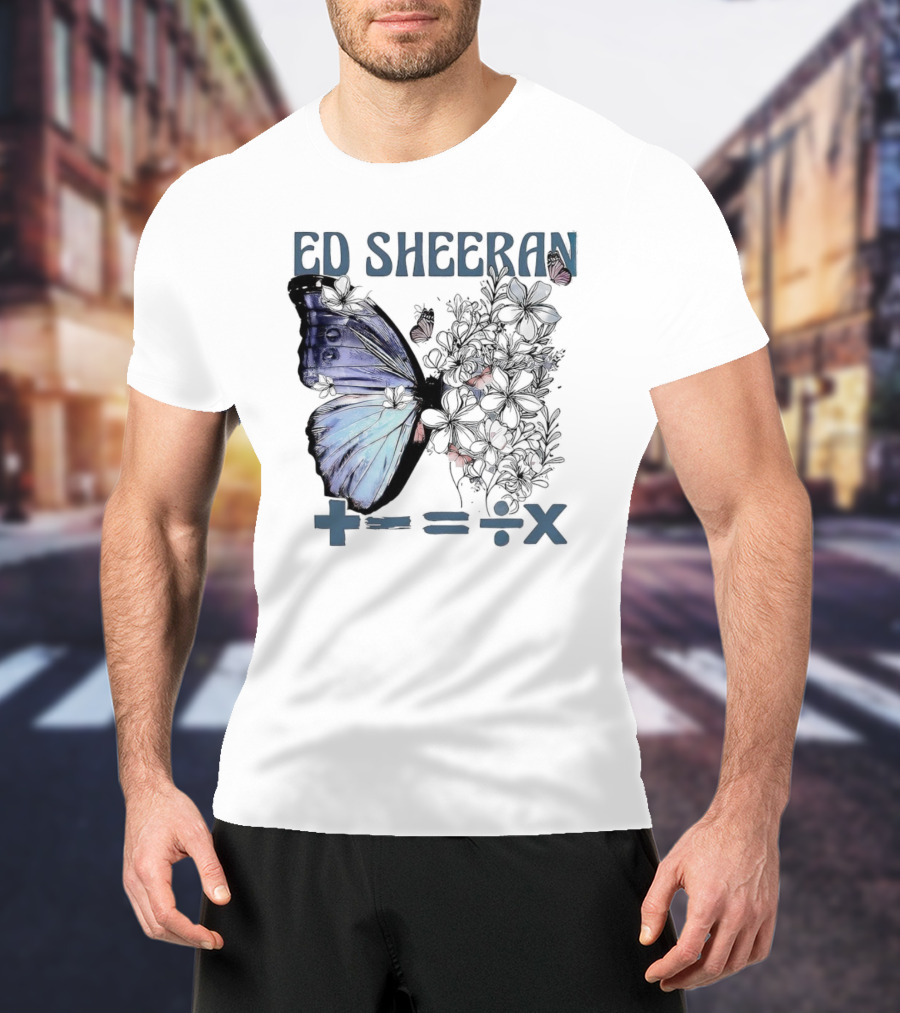 Ed Sheeran Butterfly Flowers Math Symbols Equals Tour T-Shirt