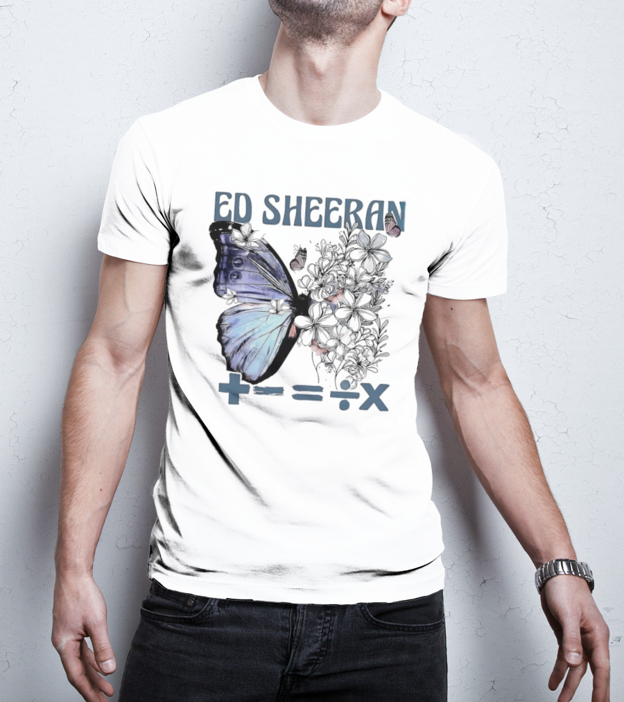 Ed Sheeran Butterfly Flowers Math Symbols Equals Tour T-Shirt