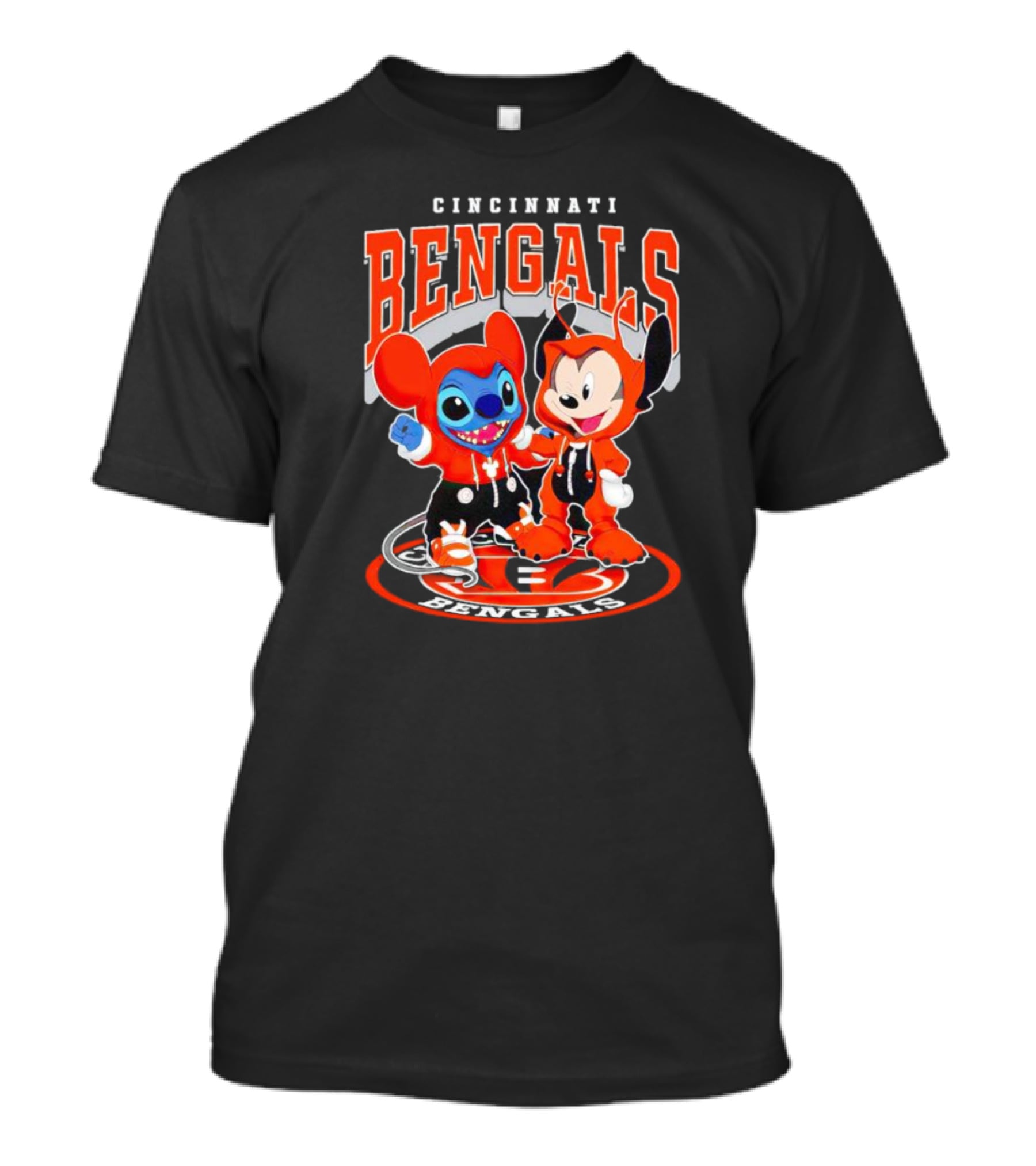 Cincinnati Bengals Mickey And Stitch NFL Collaboration T-Shirt