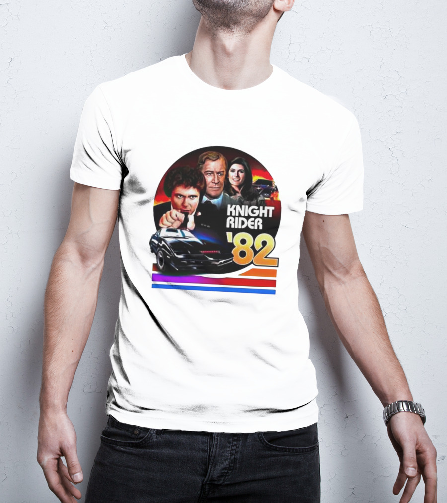 Knight Rider ’82 Retro Cast And Car Montage T-Shirt