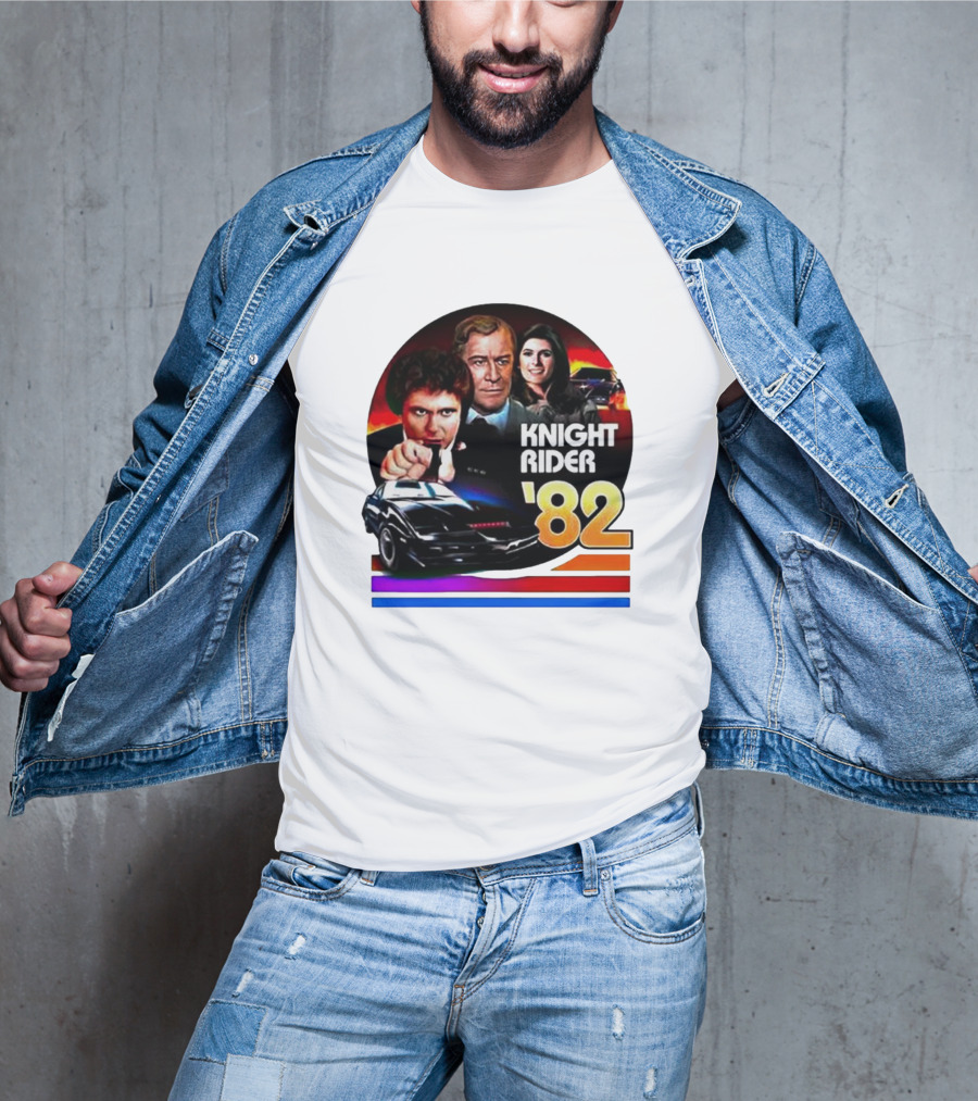 Knight Rider ’82 Retro Cast And Car Montage T-Shirt