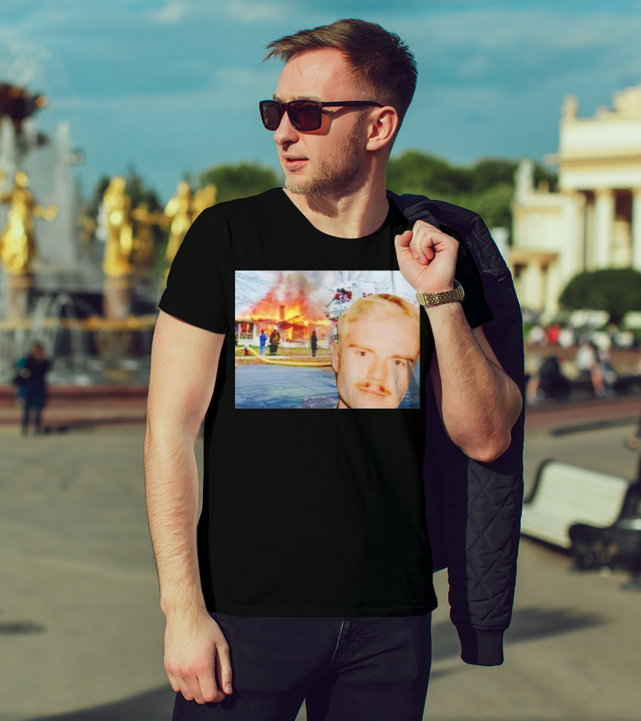 Lloyd Meme Fire Burning House Background T-Shirt