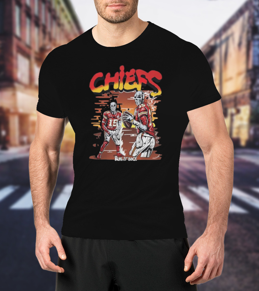 Chiefs Skeleton Run It Back Football Player T-Shirt