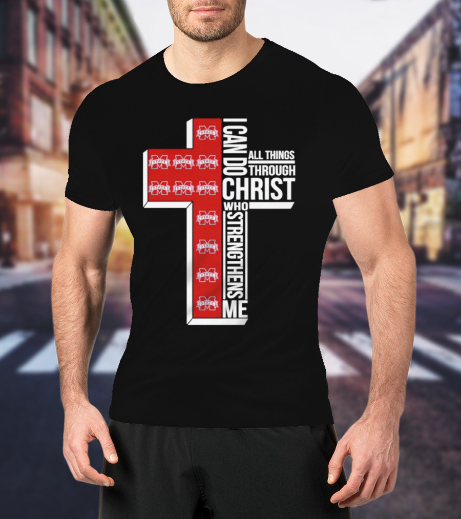 State Bulldogs I Can Do All Things Through Christ Who Strengthens Me Cross T-Shirt