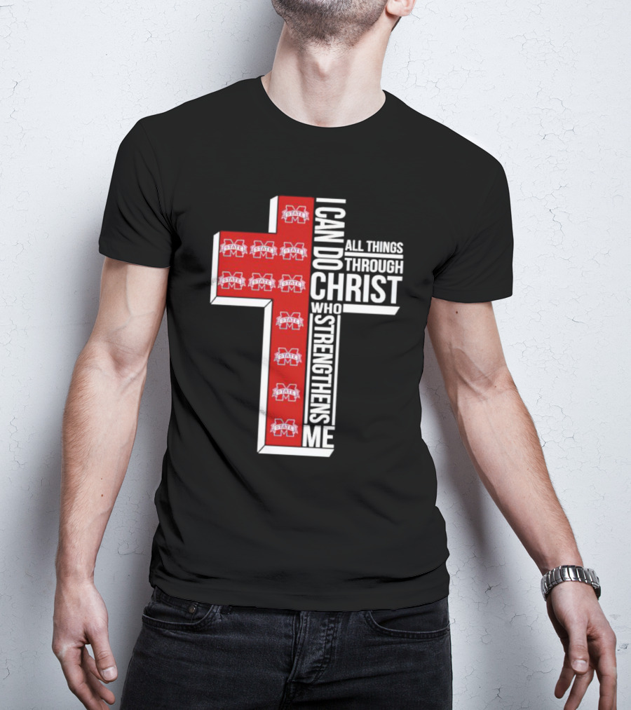 State Bulldogs I Can Do All Things Through Christ Who Strengthens Me Cross T-Shirt