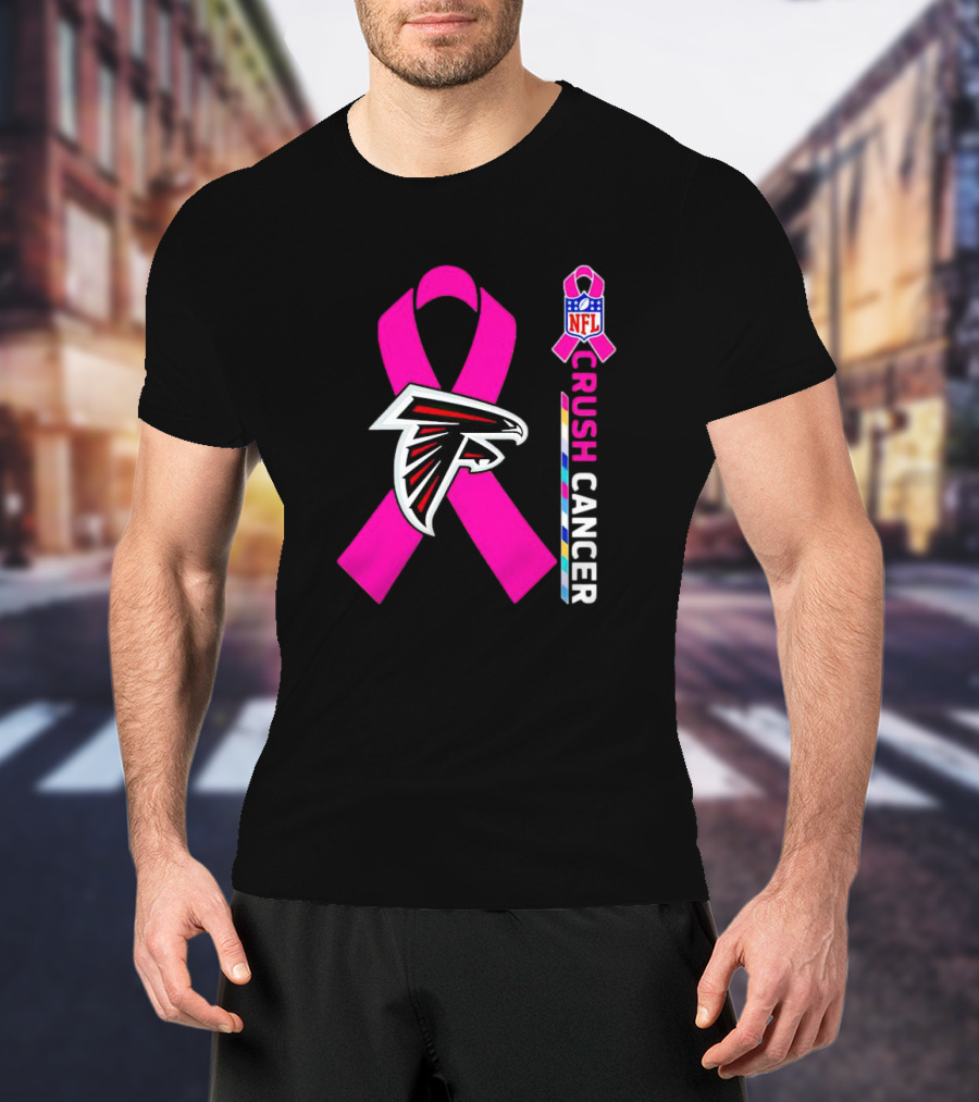 Atlanta Falcons NFL Pink Ribbon Crush Cancer Awareness T-Shirt