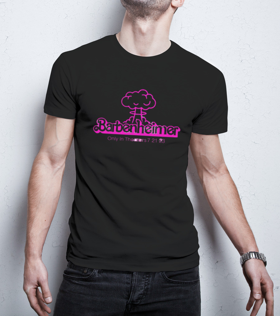 Barbenheimer Only In Theaters 7 21 23 Pink Explosion T-Shirt