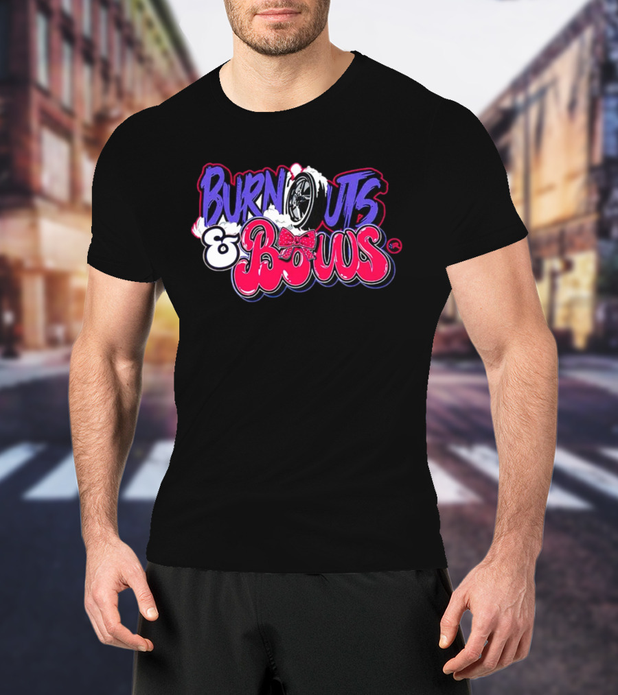 Burnouts And Bows Racing Tire And Bowtie Motif T-Shirt