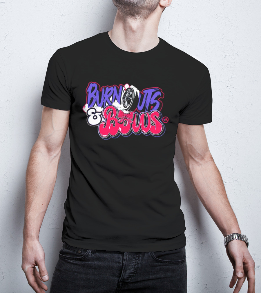 Burnouts And Bows Racing Tire And Bowtie Motif T-Shirt
