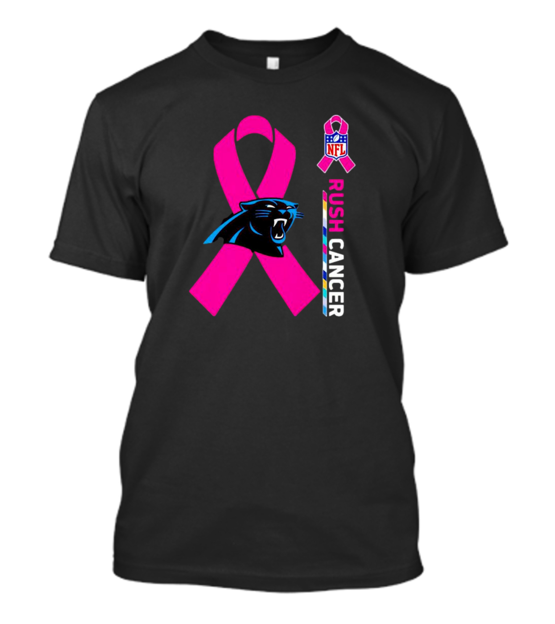 Carolina Panthers NFL Pink Ribbon Rush Cancer Awareness T-Shirt