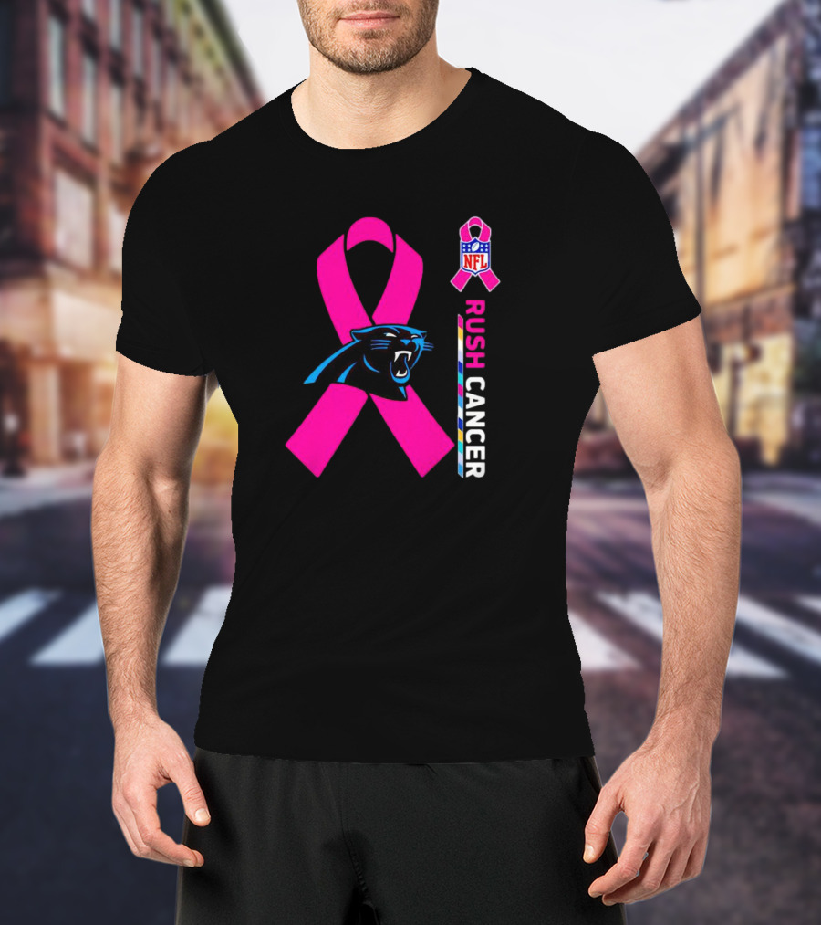 Carolina Panthers NFL Pink Ribbon Rush Cancer Awareness T-Shirt