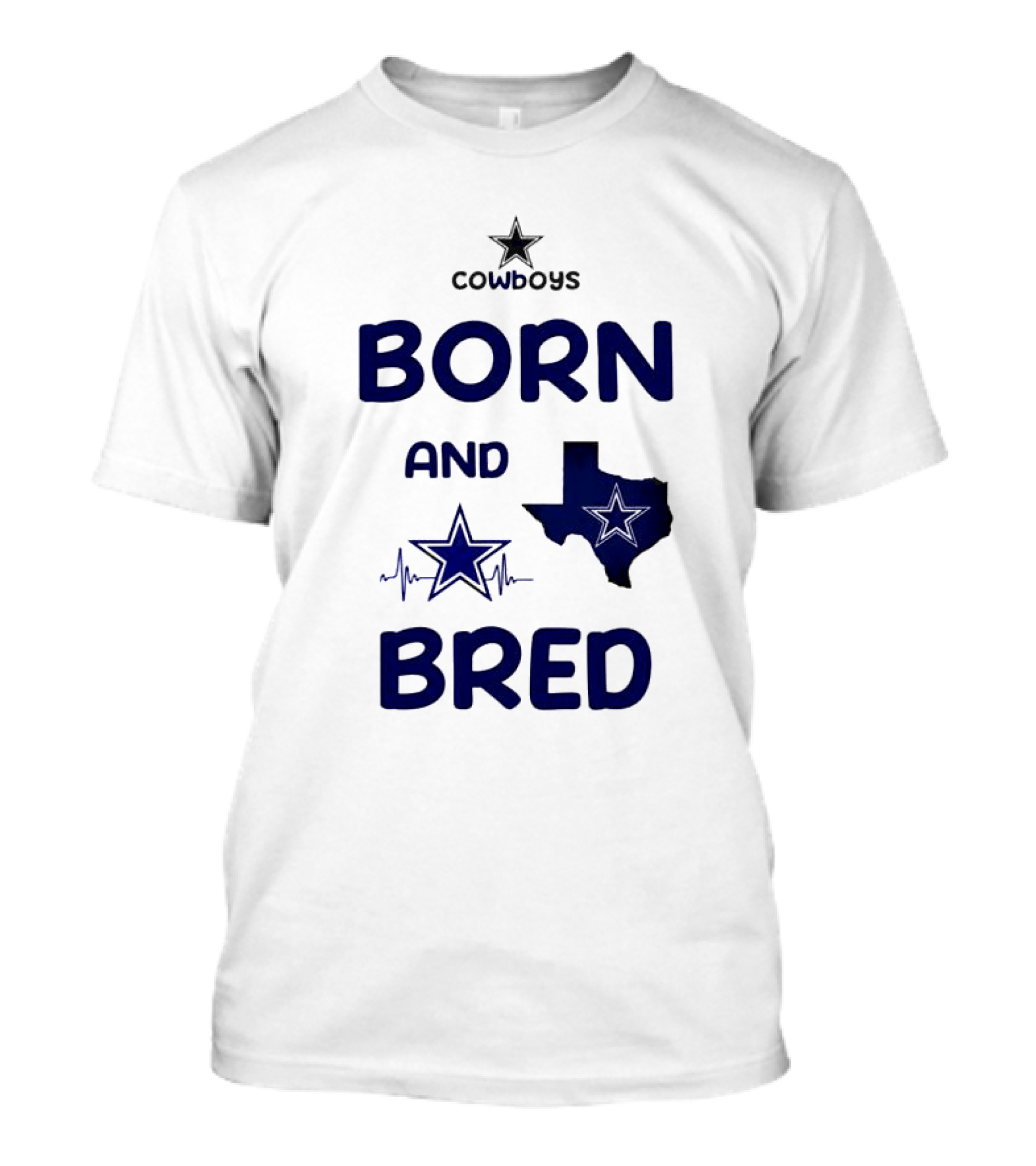 Cowboys Born And Bred Texas Star Heartbeat T-Shirt