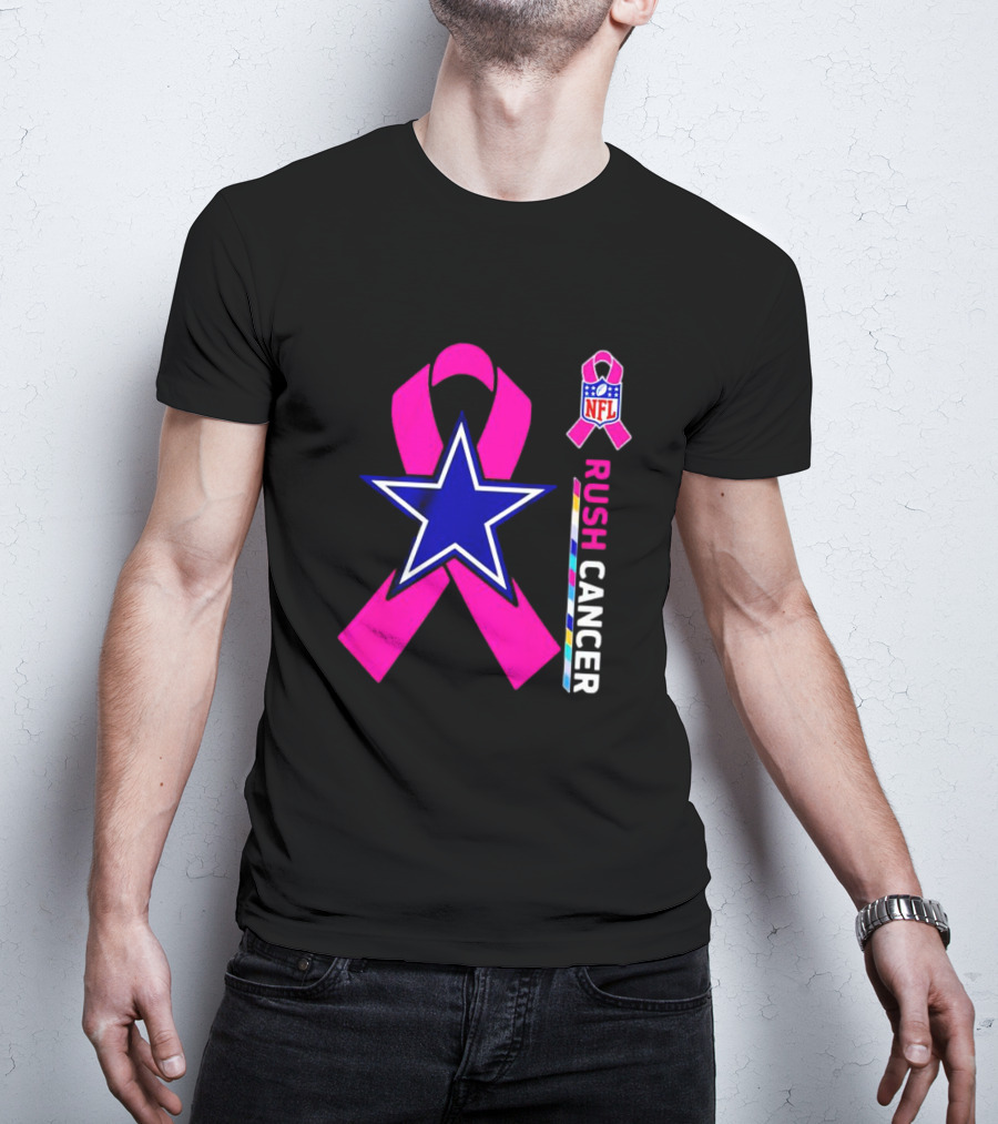 Dallas Cowboys NFL Rush Cancer Pink Ribbon Star T-Shirt