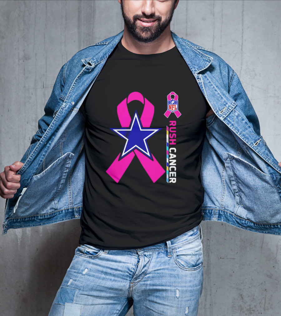 Dallas Cowboys NFL Rush Cancer Pink Ribbon Star T-Shirt