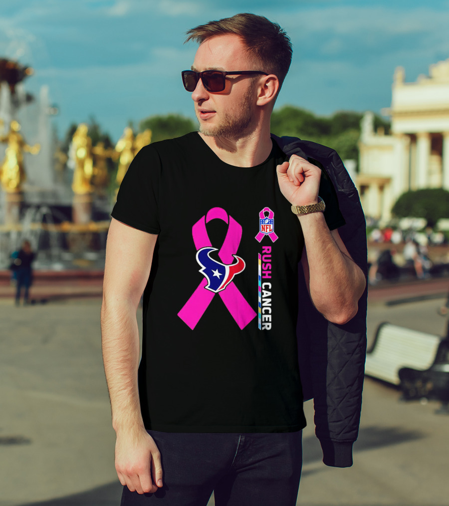Houston Texans NFL Rush Crush Cancer Pink T-Shirt