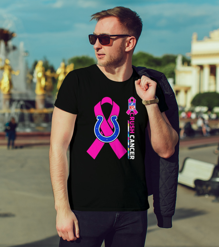 Indianapolis Colts NFL Pink Ribbon Crush Cancer T-Shirt