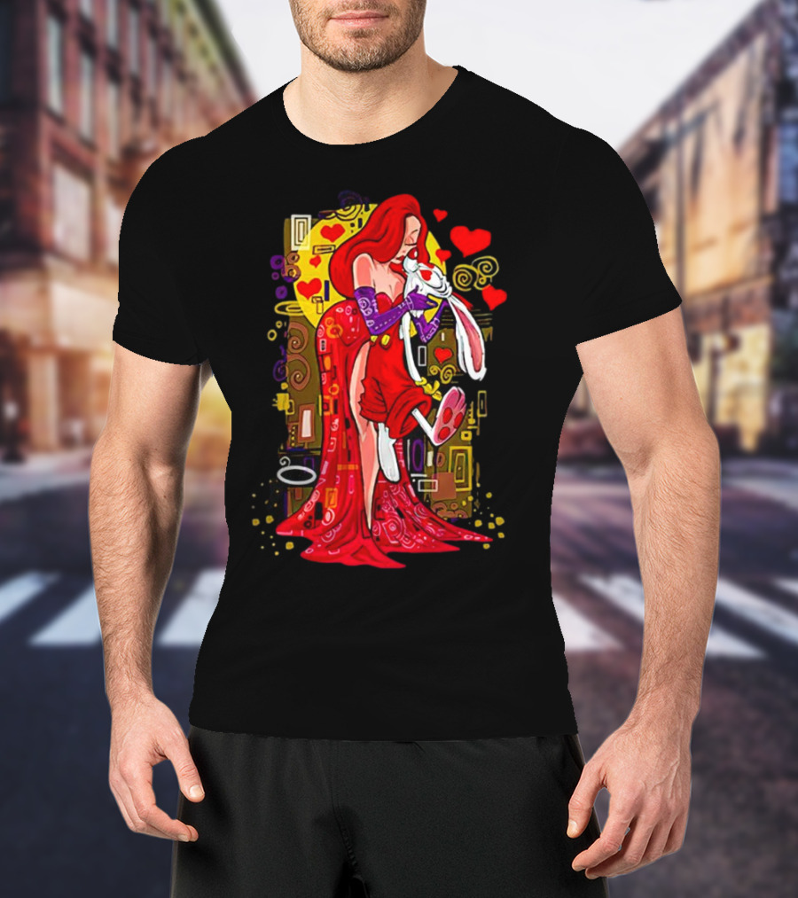 Jessica Rabbit Roger Rabbit Gustav Klimt The Kiss Cartoon Hearts T-Shirt