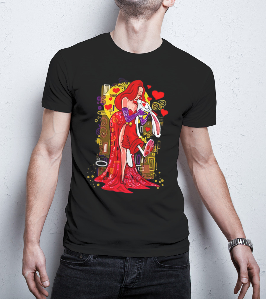 Jessica Rabbit Roger Rabbit Gustav Klimt The Kiss Cartoon Hearts T-Shirt