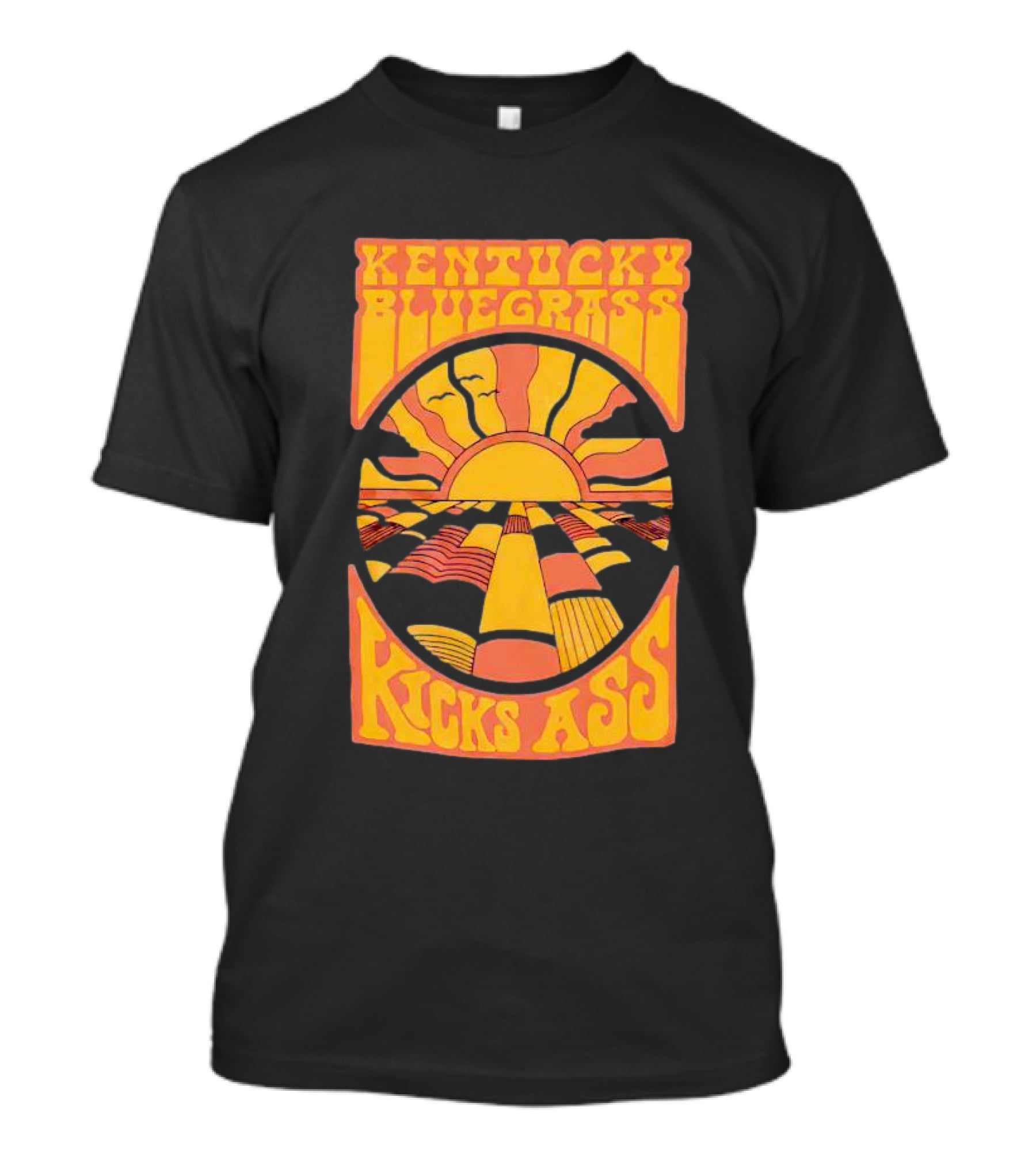 Kentucky Bluegrass Kicks Ass Retro Sunset Fields T-Shirt